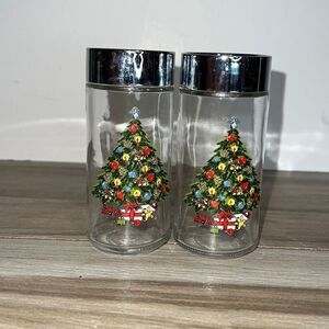 Sabin salt & pepper shakers Christmas treasures glass Christmas trees